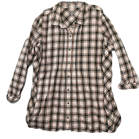 J. Jill Tops - J. Jill Womens Size Large Red / Tan Plaid Long‎ Sleeve Button Down Blouse Top